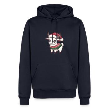 Bande dessinée de Noël Chèvre de montagne - Sweat à capuche Premium bio Homme - bleu marine - Devant - Nico (187cm)