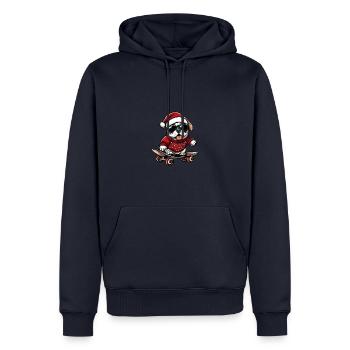 Bulldog Hund Weihnachten Skateboard - Männer Premium Bio Hoodie - Navy - Vorne - Nico (187cm)