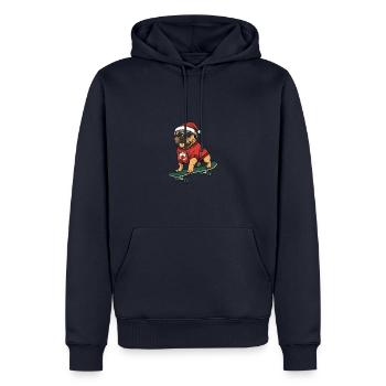 Bullmastiff Hund Weihnachten Skateboard - Männer Premium Bio Hoodie - Navy - Vorne - Nico (187cm)
