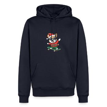 Corgi Hund Weihnachten Skateboard - Männer Premium Bio Hoodie - Navy - Vorne - Nico (187cm)