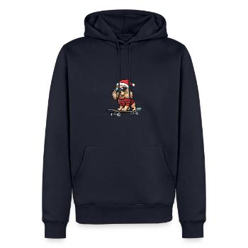 Cocker Spaniel Chien Noël Skateboard - Sweat à capuche Premium bio Homme - bleu marine - Devant - Nico (187cm)