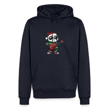 Guitare Rocker de Noël Panda - Sweat à capuche Premium bio Homme - bleu marine - Devant - Nico (187cm)