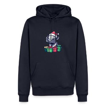 Nashorn Weihnachten Geschenke - Männer Premium Bio Hoodie - Navy - Vorne - Nico (187cm)