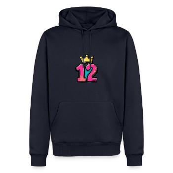 12 Zahl Krone - Männer Premium Bio Hoodie - Navy - Vorne - Nico (187cm)