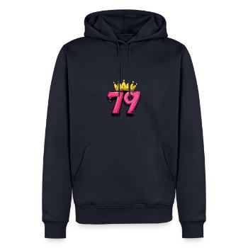 79 Number Krone - Men’s Premium Organic Hoodie - navy - Front - Nico (187cm)