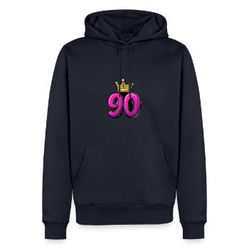 90 Zahl Krone - Männer Premium Bio Hoodie - Navy - Vorne - Nico (187cm)