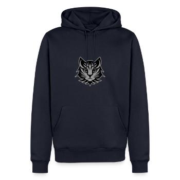 Tête de portrait de chat - Sweat à capuche Premium bio Homme - bleu marine - Devant - Nico (187cm)