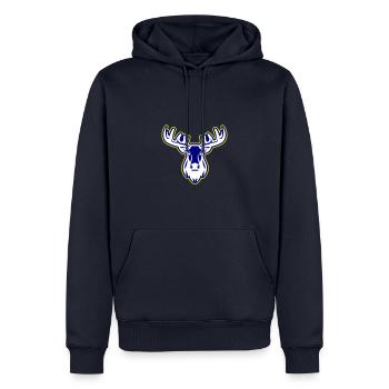 Elch Kopf - Männer Premium Bio Hoodie - Navy - Vorne - Nico (187cm)