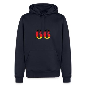66 Numéro Jersey Allemagne - Sweat à capuche Premium bio Homme - bleu marine - Devant - Nico (187cm)