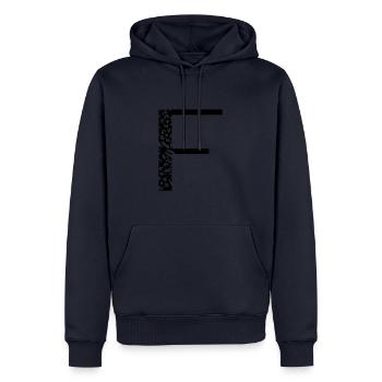 Buchstabe F - Männer Premium Bio Hoodie - Navy - Vorne - Nico (187cm)