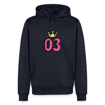 3 Zahl Krone - Männer Premium Bio Hoodie - Navy - Vorne - Nico (187cm)