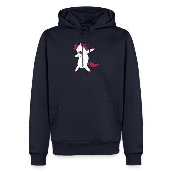 tamponner la licorne - Sweat à capuche Premium bio Homme - bleu marine - Devant - Nico (187cm)