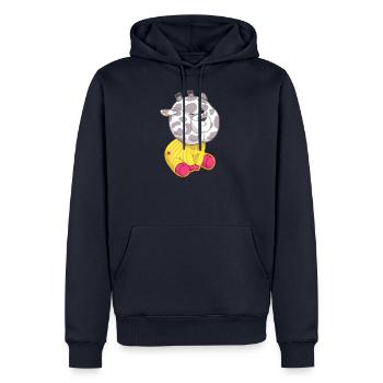 flauschiges Kuscheltier Giraffe mit Herz Punkti - Männer Premium Bio Hoodie - Navy - Vorne - Nico (187cm)
