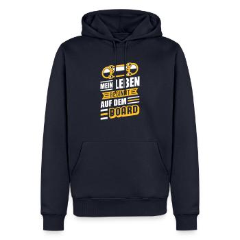 Leben auf dem Board (Skateboard) - Männer Premium Bio Hoodie - Navy - Vorne - Nico (187cm)