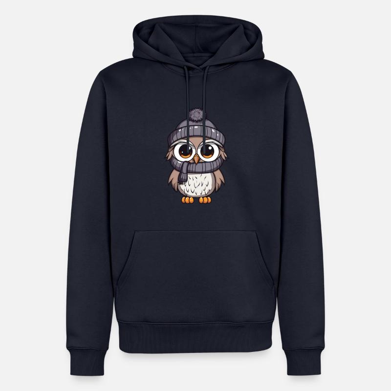 Eule Winter Comic - Männer Premium Bio Hoodie - Navy