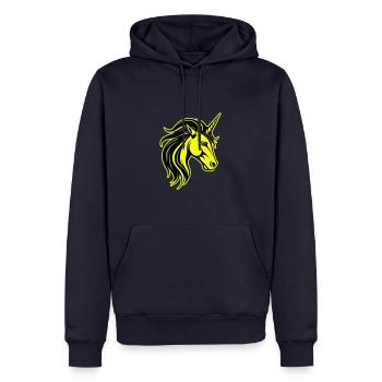 Einhorn Kopf Porträt Symbol - Männer Premium Bio Hoodie - Navy - Vorne - Nico (187cm)