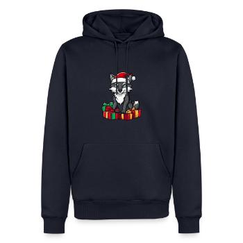 Cadeaux de Noël Loup - Sweat à capuche Premium bio Homme - bleu marine - Devant - Nico (187cm)