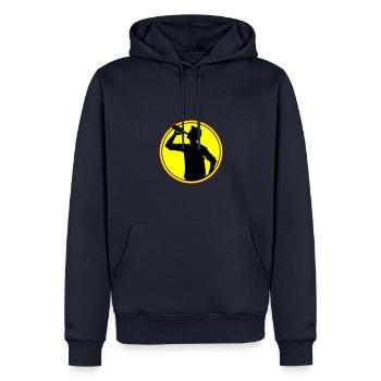 Trinker Bier Silhouette - Männer Premium Bio Hoodie - Navy - Vorne - Nico (187cm)