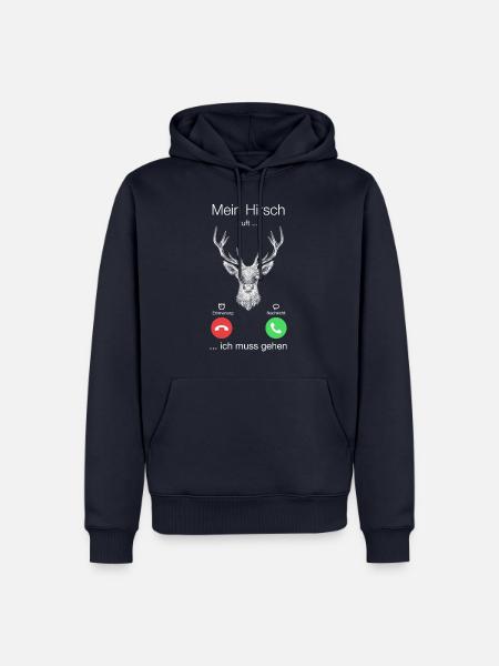 Geschenk Anruf Hirsch ruft - Männer Premium Bio Hoodie - Navy