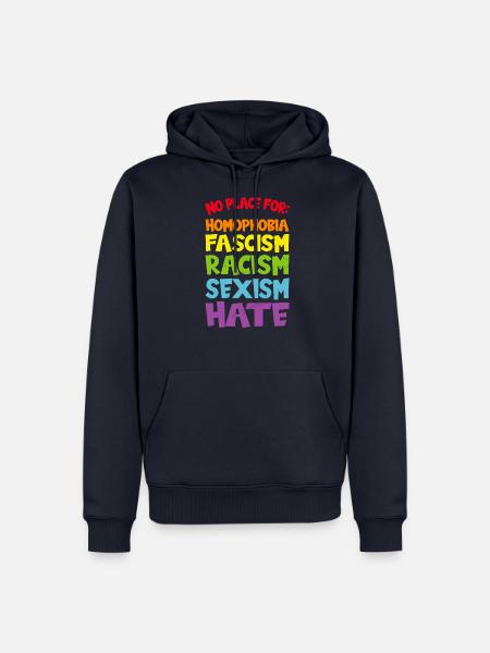 against homophobia gay pride lesbian LGBT Schwul - Männer Premium Bio Hoodie - Navy