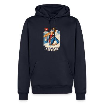 Zermatt Schweiz Vintage Retro Design Geschenkidee - Männer Premium Bio Hoodie - Navy - Vorne - Nico (187cm)