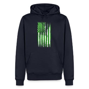 Irisch-amerikanische St. Patrick's Day-Flagge gewaschen - Männer Premium Bio Hoodie - Navy - Vorne - Nico (187cm)