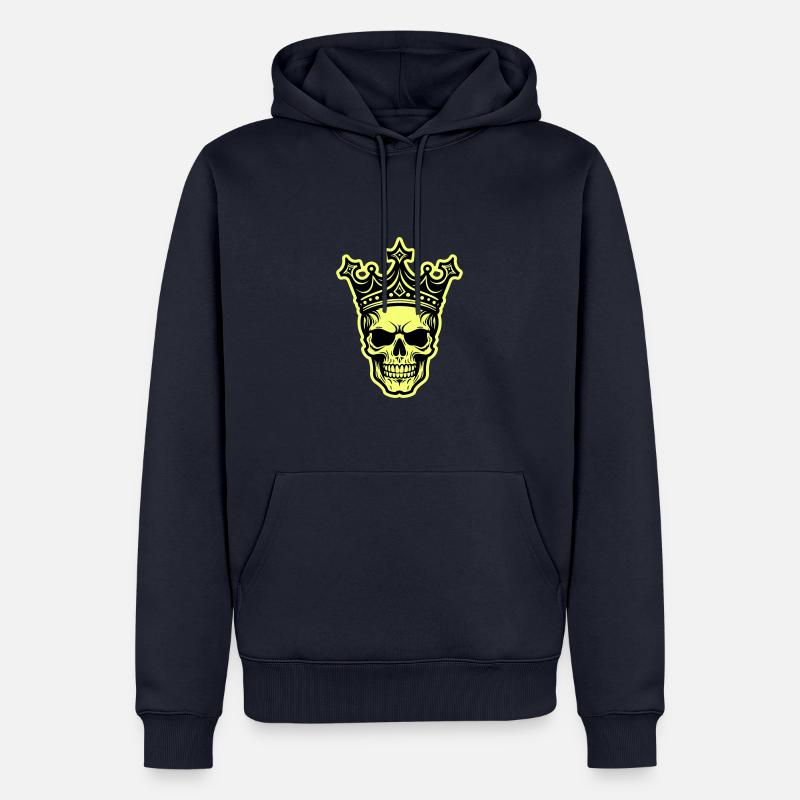 Crâne Roi Couronne - Sweat à capuche Premium bio Homme - bleu marine