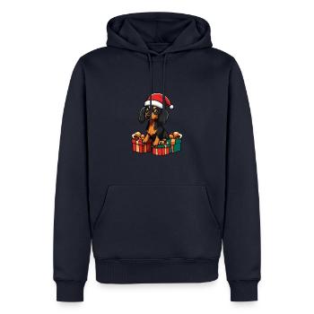 Dachshund Hund Weihnachten Geschenke Dackel - Männer Premium Bio Hoodie - Navy - Vorne - Nico (187cm)