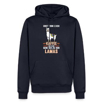 Zootier Lamas Lama - Männer Premium Bio Hoodie - Navy - Vorne - Nico (187cm)