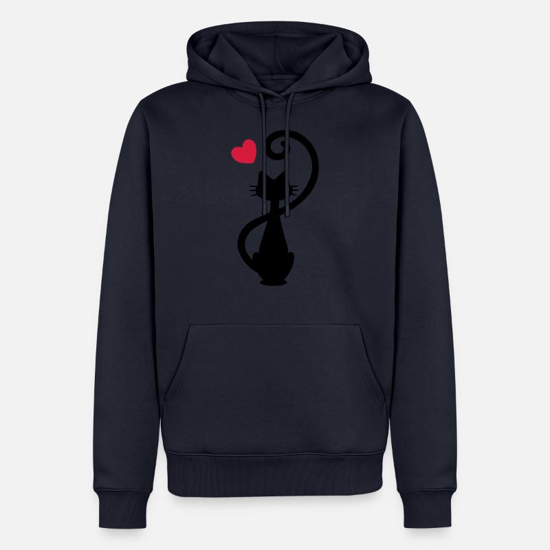 Chat - chat dame - chat - chat - minou - Sweat à capuche Premium bio Homme - bleu marine