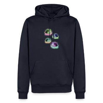 cochon d’Inde, graffiti, peinture, coloré, pop-art - Sweat à capuche Premium bio Homme - bleu marine - Devant - Nico (187cm)