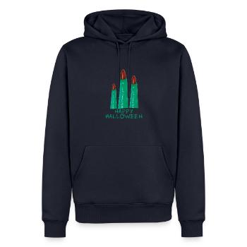 halloween,doigt,joyeux halloween,doigts verts, - Sweat à capuche Premium bio Homme - bleu marine - Devant - Nico (187cm)