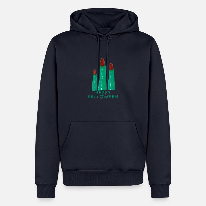 halloween,doigt,joyeux halloween,doigts verts, - Sweat à capuche Premium bio Homme - bleu marine