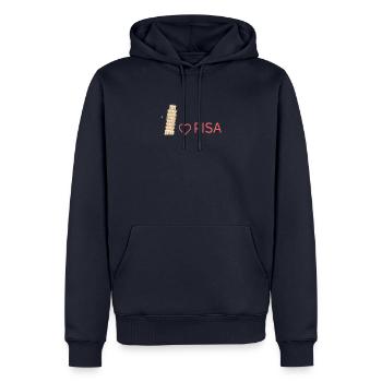 Pisa Passion : un style qui va conquérir votre cœur ! Cadeau - Sweat à capuche Premium bio Homme - bleu marine - Devant - Nico (187cm)