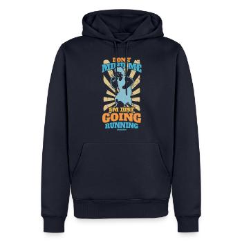 Running Jogging Sport Race Training Gift - Sweat à capuche Premium bio Homme - bleu marine - Devant - Nico (187cm)