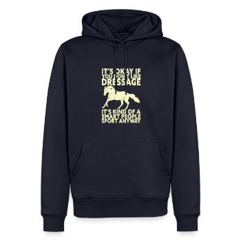 Funny Dressage Horse Riding - Männer Premium Bio Hoodie - Navy - Vorne - Nico (187cm)