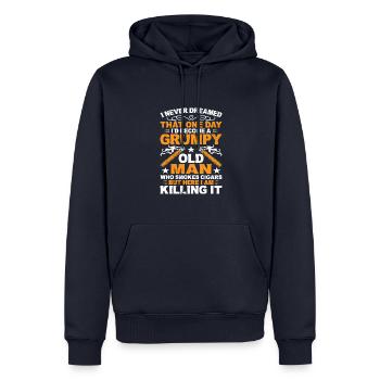 Grumpy Old Man Who Smokes Cigars Funny Cigar - Männer Premium Bio Hoodie - Navy - Vorne - Nico (187cm)