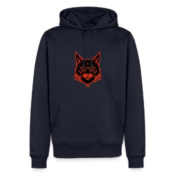Tête de chat - Sweat à capuche Premium bio Homme - bleu marine - Devant - Nico (187cm)