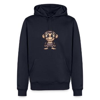 Singe Halloween Bande Dessinée Drôle - Sweat à capuche Premium bio Homme - bleu marine - Devant - Nico (187cm)