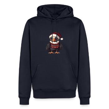 corbeau harpie oiseau bande dessinée de Noël - Sweat à capuche Premium bio Homme - bleu marine - Devant - Nico (187cm)