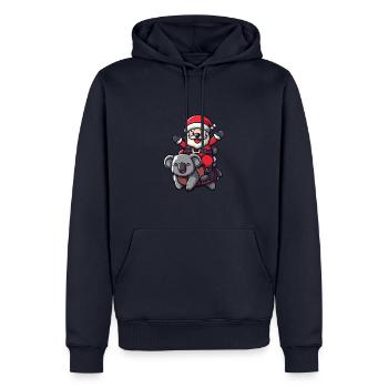 Koala Père Noël - Sweat à capuche Premium bio Homme - bleu marine - Devant - Nico (187cm)