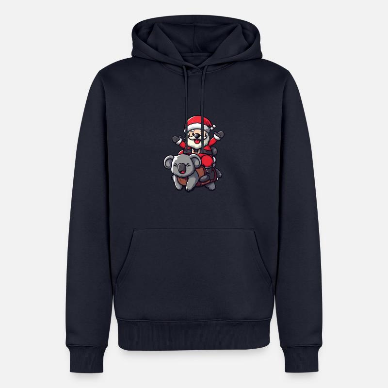 Koala Père Noël - Sweat à capuche Premium bio Homme - bleu marine