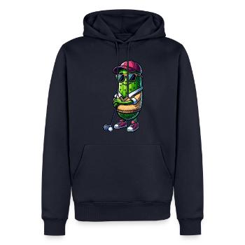 Motifs amusants de joueur de golf Pickl - Sweat à capuche Premium bio Homme - bleu marine - Devant - Nico (187cm)
