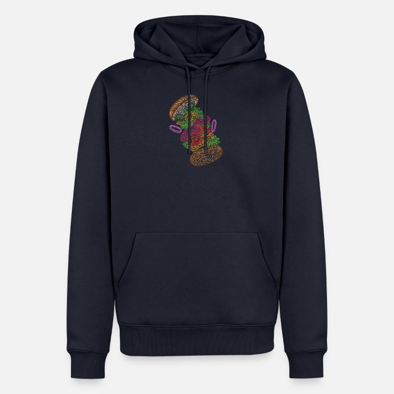 Le burger - Sweat à capuche Premium bio Homme - bleu marine
