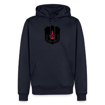 ancre blason coeur 002 - Sweat à capuche Premium bio Homme - bleu marine - Devant - Nico (187cm)