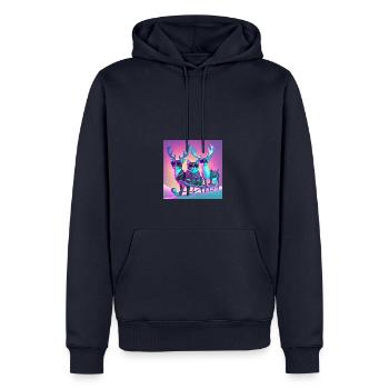 Katze mit Sonnenbrille auf Santas Schlitten - Männer Premium Bio Hoodie - Navy - Vorne - Nico (187cm)