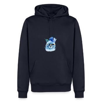 Punkrock Katze mit Sonnenbrille Geschenkidee - Männer Premium Bio Hoodie - Navy - Vorne - Nico (187cm)