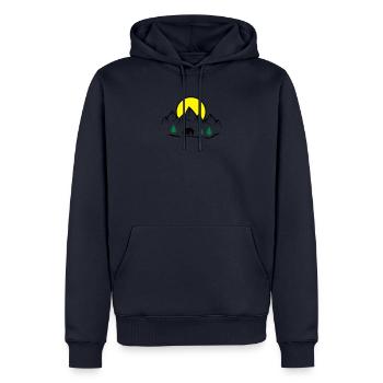 chalet montagnes nature - Sweat à capuche Premium bio Homme - bleu marine - Devant - Nico (187cm)