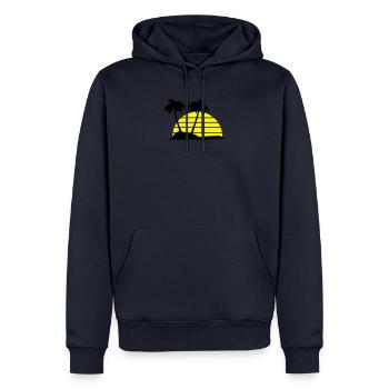 palmiers - Sweat à capuche Premium bio Homme - bleu marine - Devant - Nico (187cm)