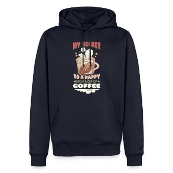 Kaffee - Männer Premium Bio Hoodie - Navy - Vorne - Nico (187cm)
